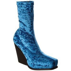 Stella Mccartney Cowboy Crushed Velvet Boot, Blue
